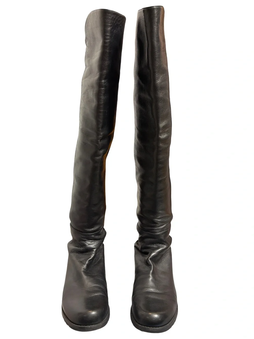 Stuart Weitzman • 50/50 OTK Over The Knee Nappa Leather Boots Black 7.5